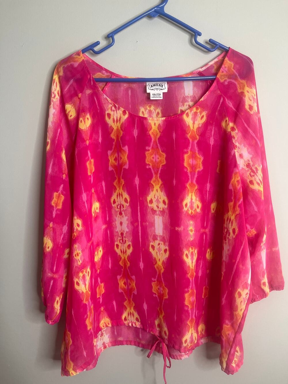Ariat Women's Pink Sheer Blouse XXL